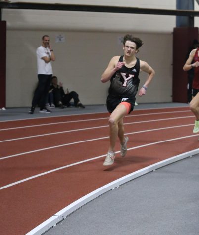 Junior Kayden Chaparro in first place during his open dash.