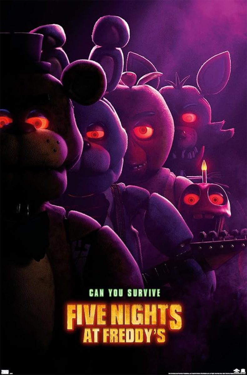 This+poster+is+showcasing+the+characters+Freddy%2C+Bonnie%2C+Chica%2C+Foxy+and+Cupcake+from+new+Five+Nights+at+Freddys+movie.+By+Blumhouse+Productions.